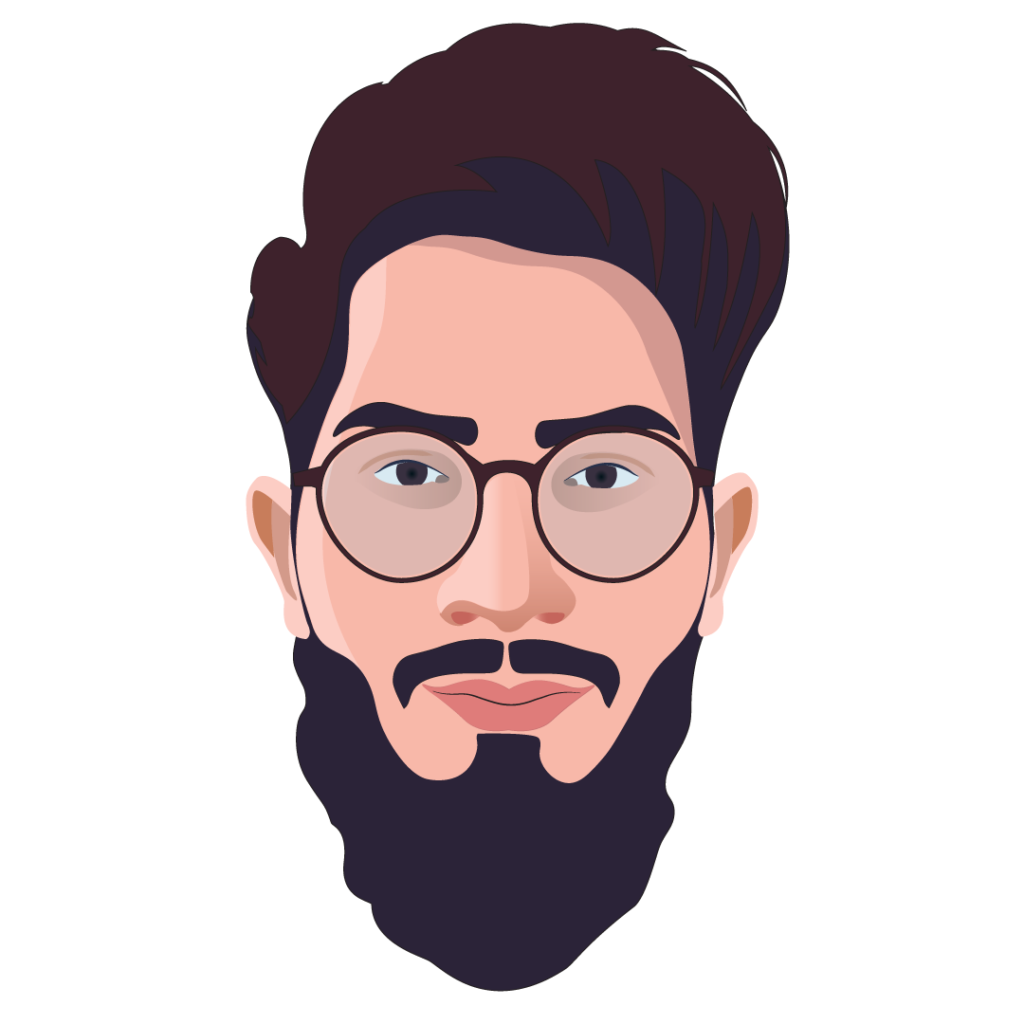 A vector illustration of a bearded man with glasses, representing Expert WordPress Solutions